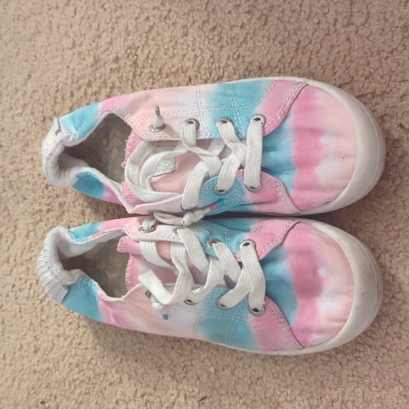 Roxy tie dye slip on shoes with laces size 4 Youth - Picture 2 of 10